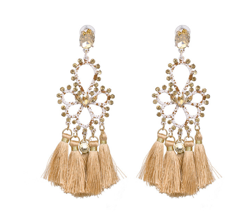 Jeweled Tassel Dangle Earrings