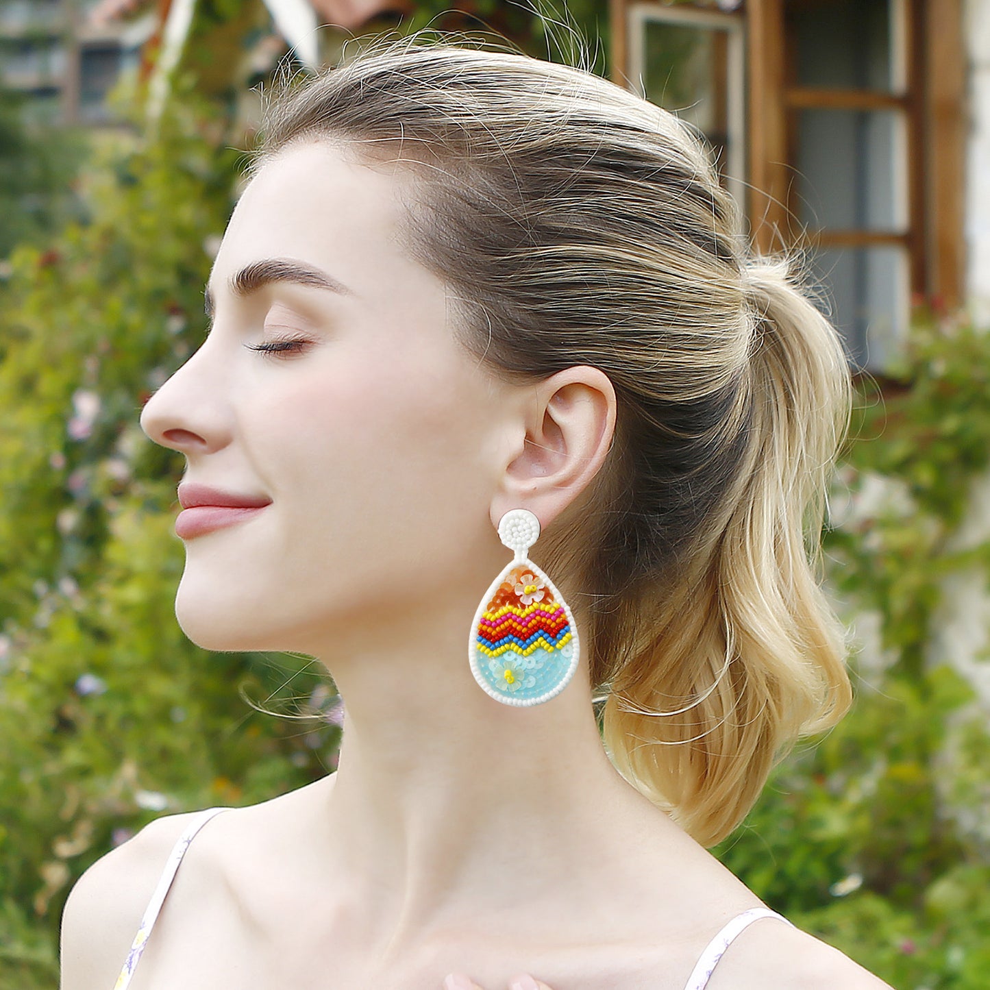Beaded Colorful Easter Earrings