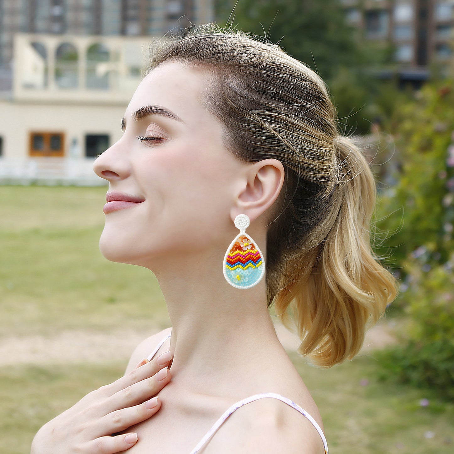 Beaded Colorful Easter Earrings