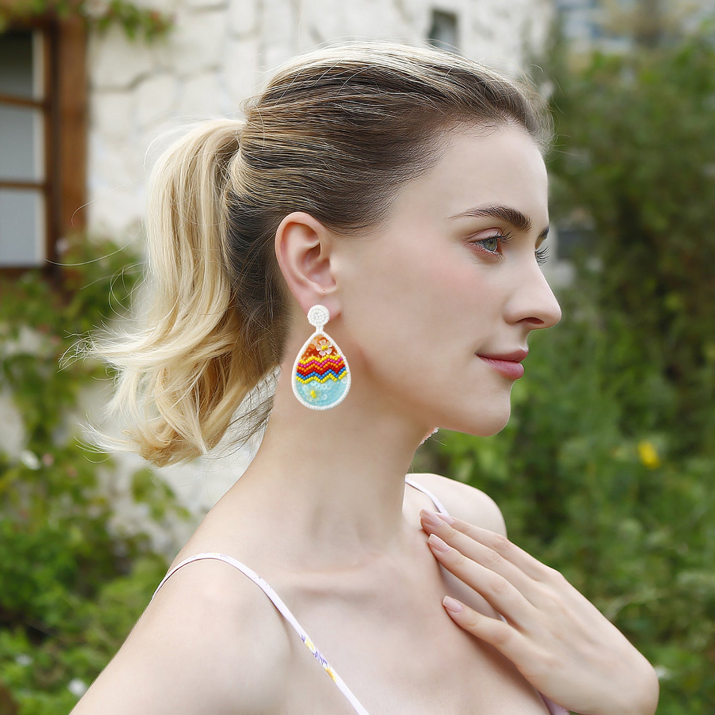 Beaded Colorful Easter Earrings